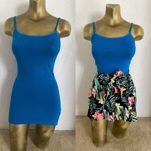 Bright BLUE Cotton Blend TANK TOP Size Small